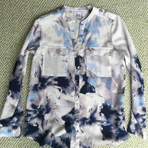 Calvin Klein Sheer Floral Blouse - Picture 1 of 4